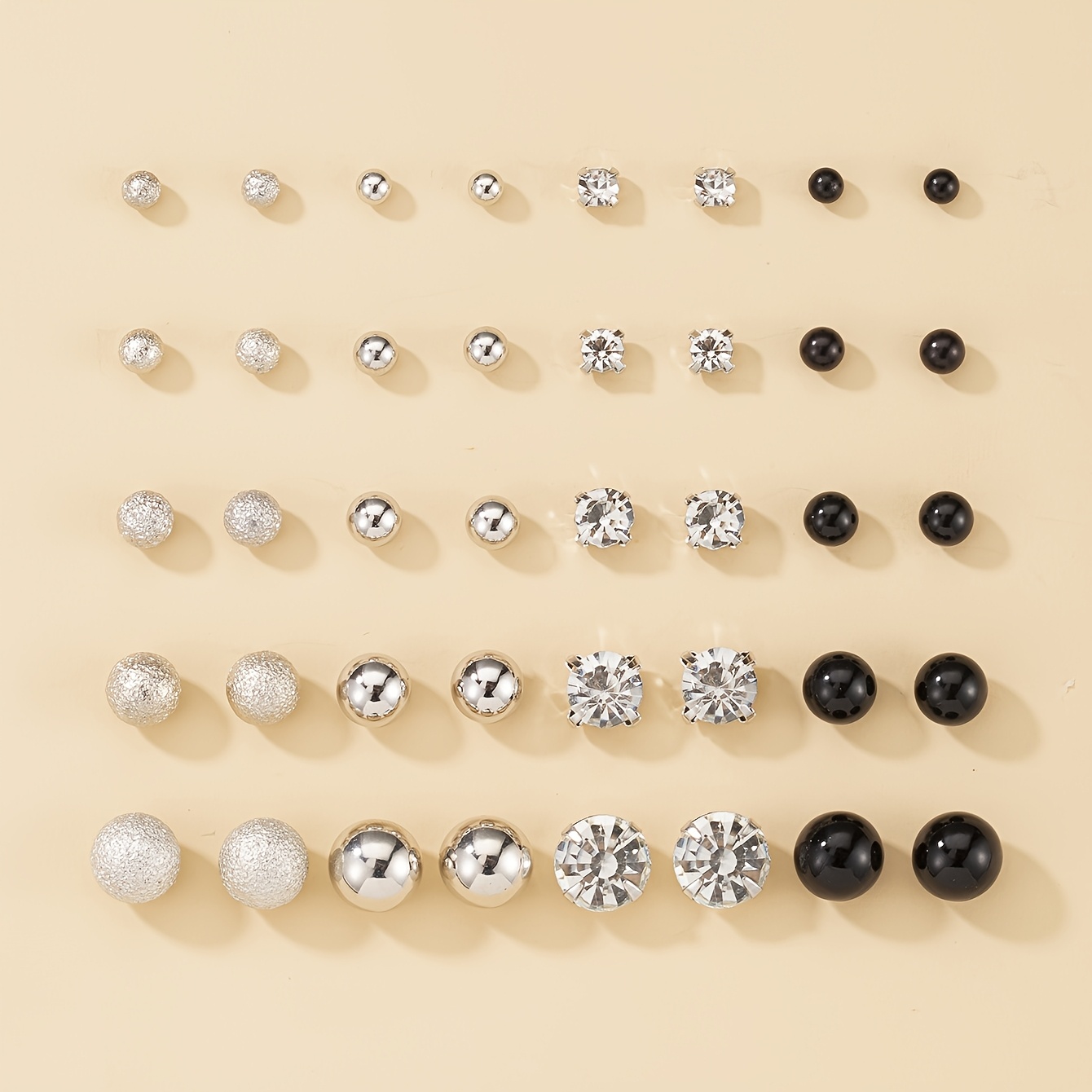 Image of A 40pcs Fashionable And Minimalist Set Of Cute Round Stud Earrings For Women In Sizes, A Holiday Multi-piece Gift Set For Daily Wear, Casual Combination Earring Collection