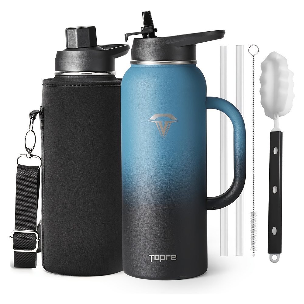 40oz Insulated Stainless Steel Water Bottle With Straw Lid, 48h Cold Leakproof Non-slip Vacuum Water Jug, Bpa Free Travel Canteen
