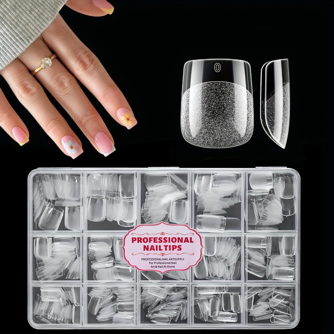 510pcs faux ongles carrés ultra-courts à presser, embouts dongles faux en   pré-formés,       en c, fin matte couverture complète, 15 tailles disponibles