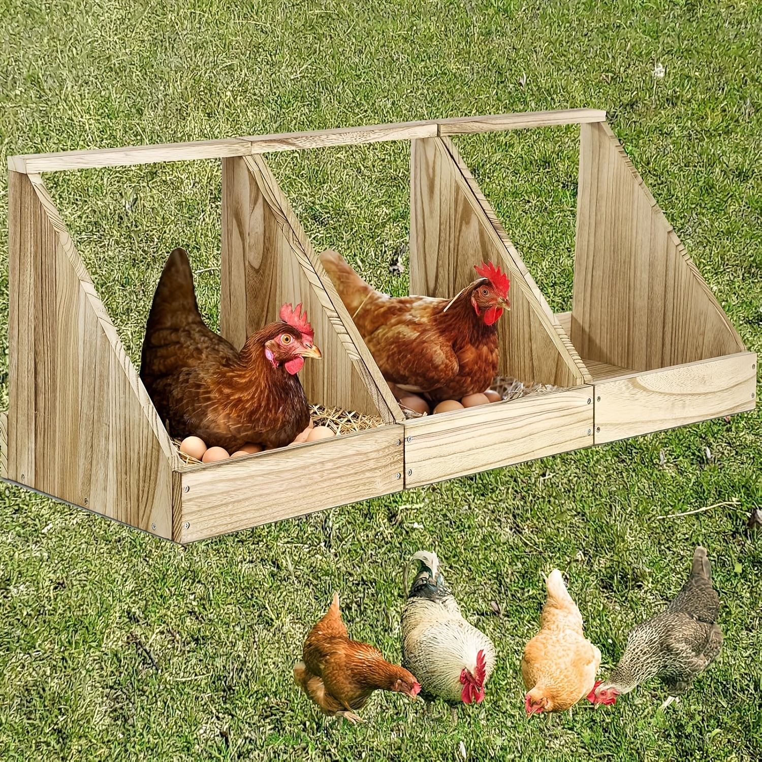 

3pcs Wooden Chicken Nest Boxes - Detachable Wall-mounted Egg Laying Boxes For Hens, Chickens & Ducks, Sturdy Cedar Filled Poultry Coop Accessories, Easy , Nesting Boxes For Chickens