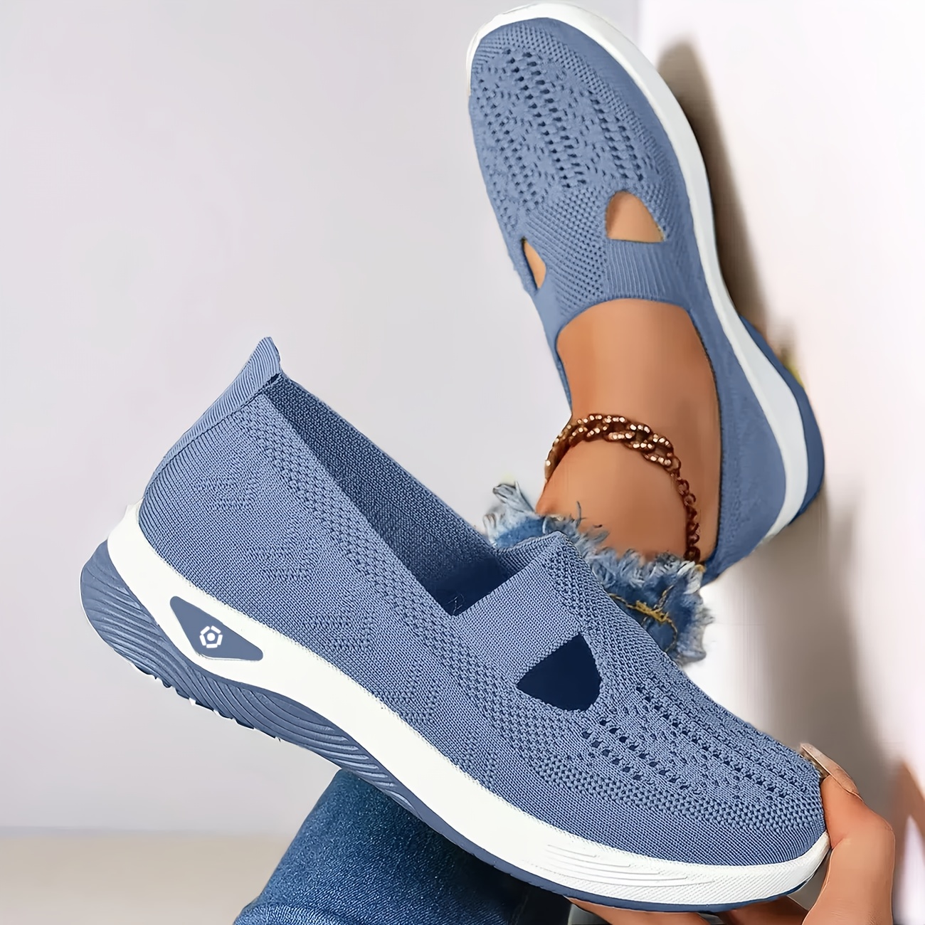 breathable mesh womens casual sneakers lightweight   plus size outdoor walking shoes   slip on