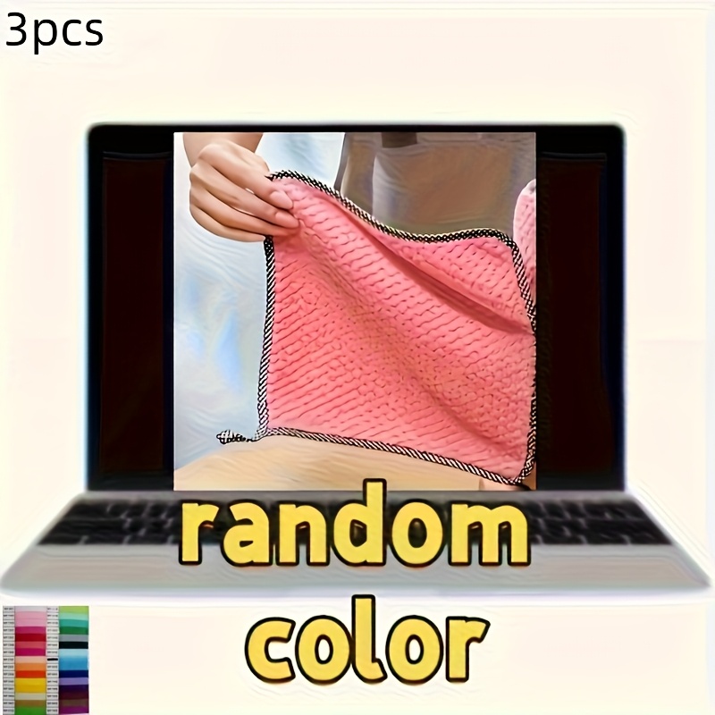 3pcs Reusable Microfiber Cleaning Cloths, Quick Drying Dish Towels, No Water Stains, , Super Absorbent Mixed- Wipes. Household Rags For Kitchen, Bathroom, Countertops & Tableware, Random Color