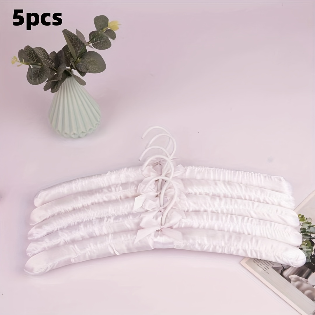 5pcssilk Packaging Hangers, Wrinkle Free Hangers, Non Slip Hangers, Clothes Hangers, Sponge Hangers, Oversized And Durable Covered Hangers, Women's Clothing, Sweaters, Dresses, Clothing, Weddings
