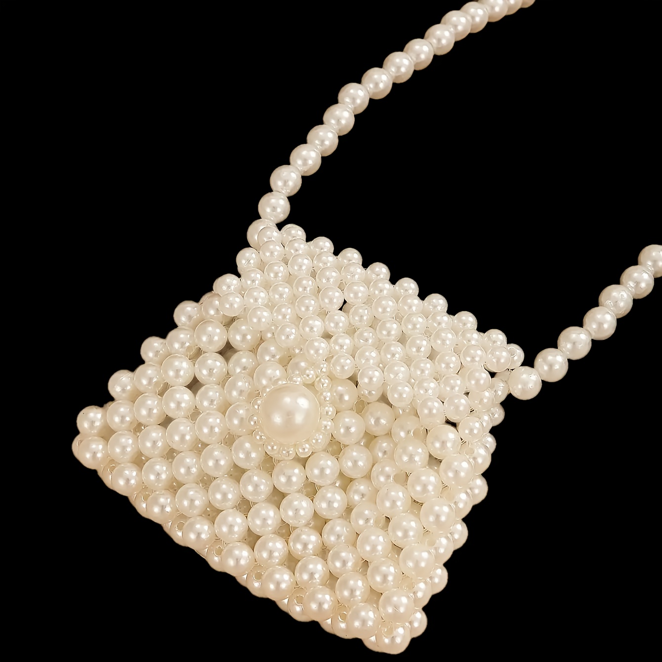 A Handcrafted Bohemian-style Lightweight Luxury Niche Crossbody Bag With Pearl Embellishments
