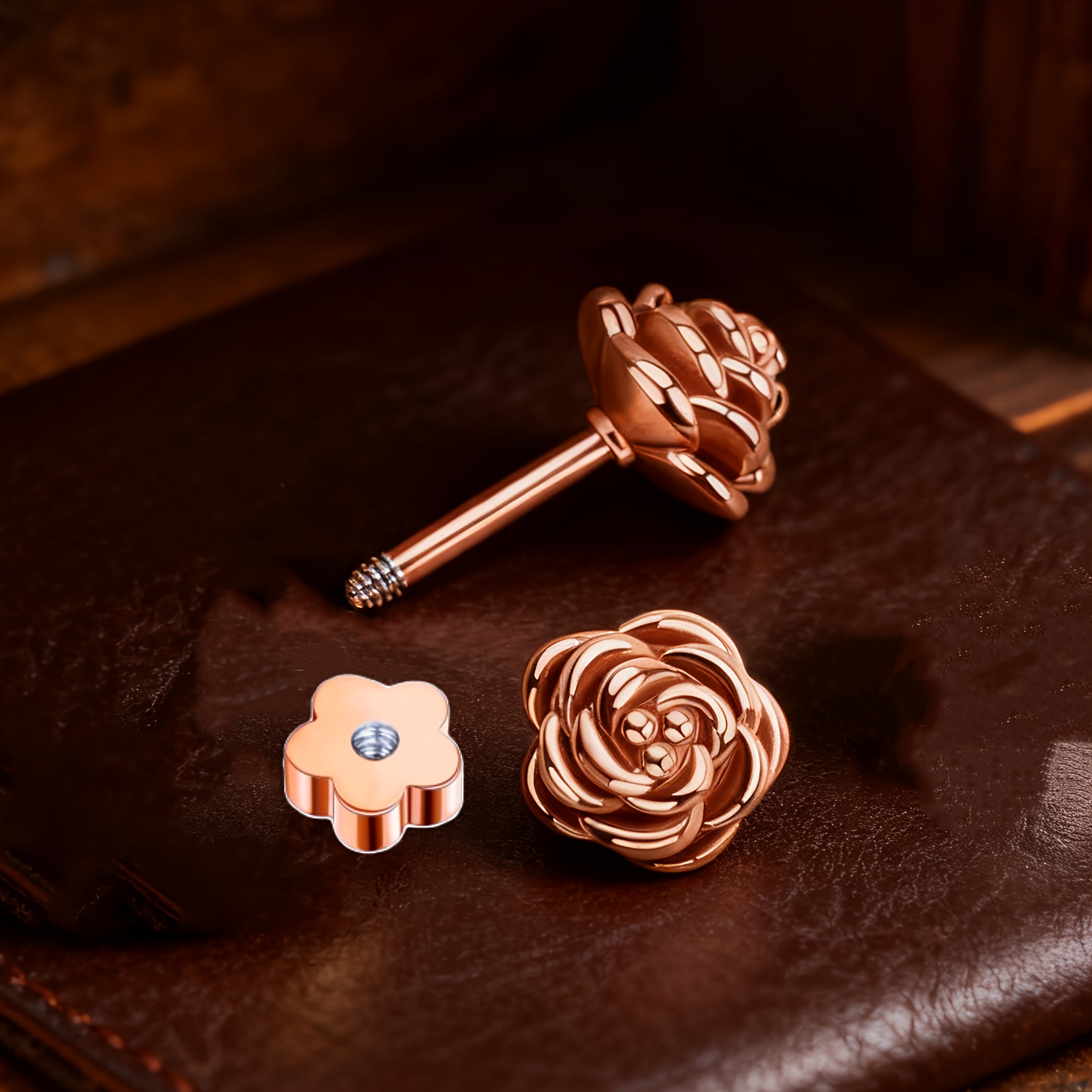 TEMU A Pair Of Rose Flower Flat Earrings, Minimalist Geometric Small Flower Pierced Studs For Women, Unique Everyday Jewelry Accessories.