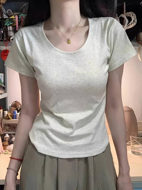 u neck short sleeve t shirt womens top
