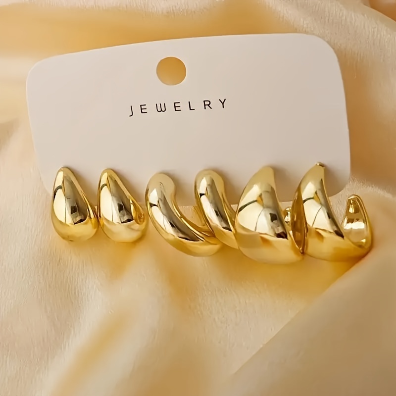 TEMU 6 paires de boucles d'oreilles élégantes et minimalistes pour femmes - Boucles recouvertes de plastique, rondes et pleines, pour et les fêtes,
