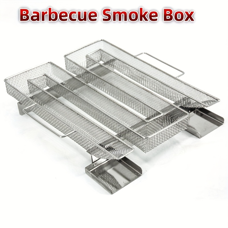 Image of Stainless Steel , M-shaped, Large-capacity, Grilled Meat Spice Mesh Basket, Square-shaped, Cold Smoke Generator, Barbecue