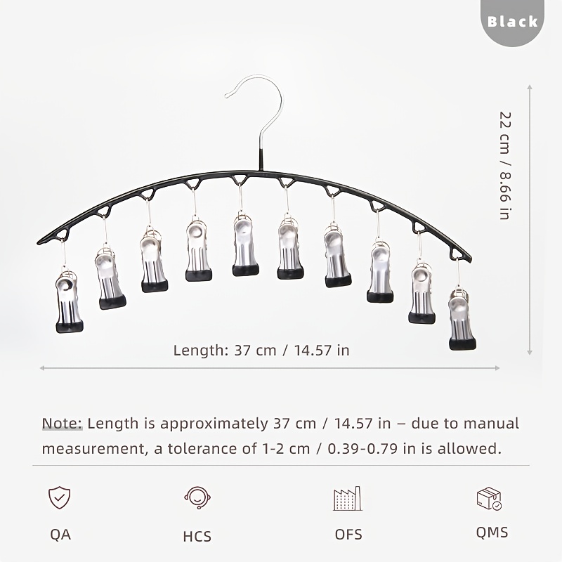Image of 1pc Drying Rack With 10 Clips, Suitable For Wardrobe Storage And Drying Camisoles, Underwear, Socks, Towels, And On Or Outdoors. Sturdy And Durable, Space-, And Applicable For Indoor And Outdoor Use