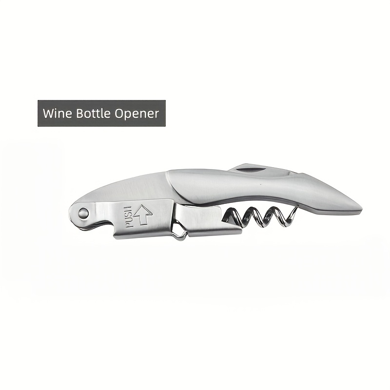 Double Hinge Waiter's Wine Corkscrew Opener, Polished Stainless Steel Multi-functional Bottle Remover Tool For Bar Party Home Wine Accessory