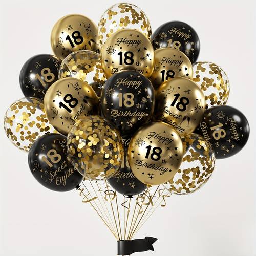 31pcs 18 30 50 65 70 printed latex balloons black and golden sequined latex balloon set 18 30 50 65 70th birthday party balloons ball anniversary party decorations graduation ceremony