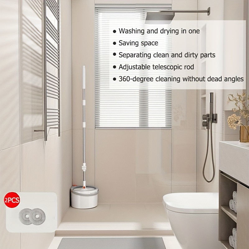 TEMU 1pc Joybos Seau à Serpillière Autolavant avec 2 Tampons Réutilisables, Essorage Main, Goutte, Nettoyage Multi-Surfaces pour Salon, Chambre, Sol,