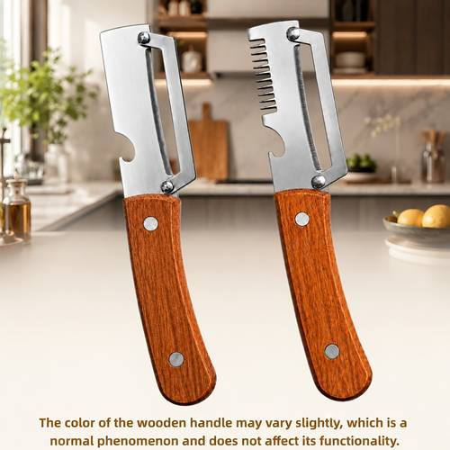 2pcs multifunctional vegetable peeler for kitchen with bottle opener and wooden handle 3 in 1 and 2 in 1 stainless steel kitchen tool for pumpkin