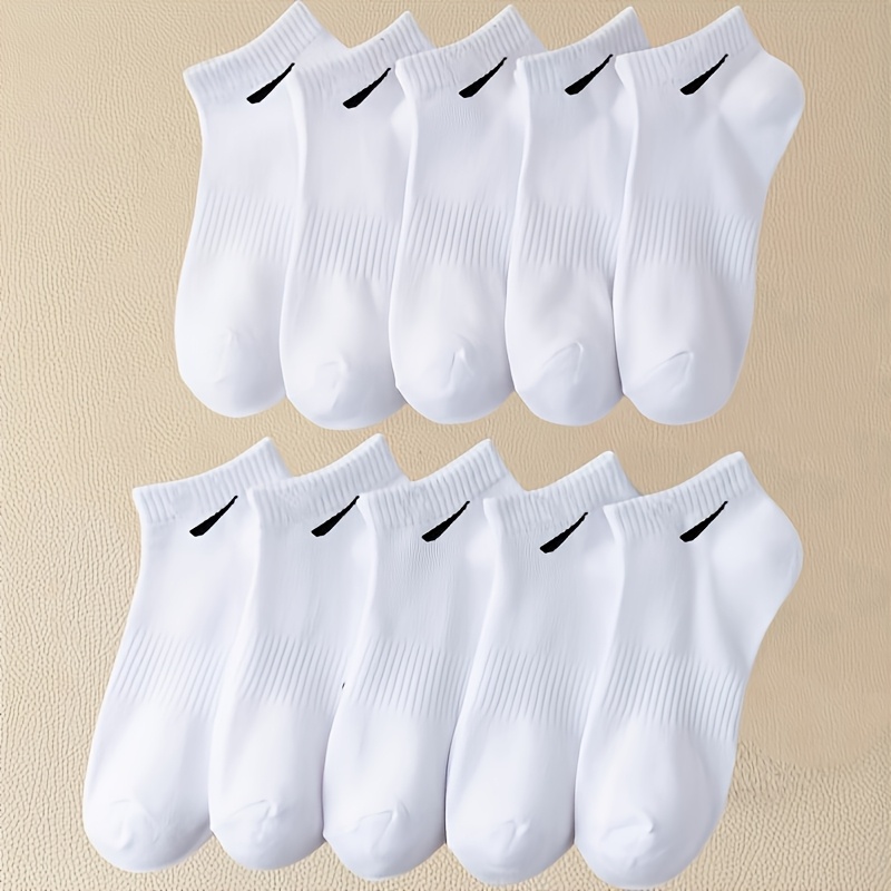 TEMU 10 Pairs Black And White Comfortable Unisex Athletic Ankle Socks, Moisture-wicking Breathable Short Socks, Soft And Comfortable, Suitable For