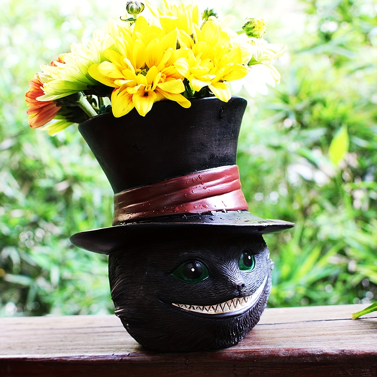 Image of Halloween Cat Flower Pot Resin Craft Decoration New Balcony Garden Cat Flower Pot Gardening Gift Home Decor
