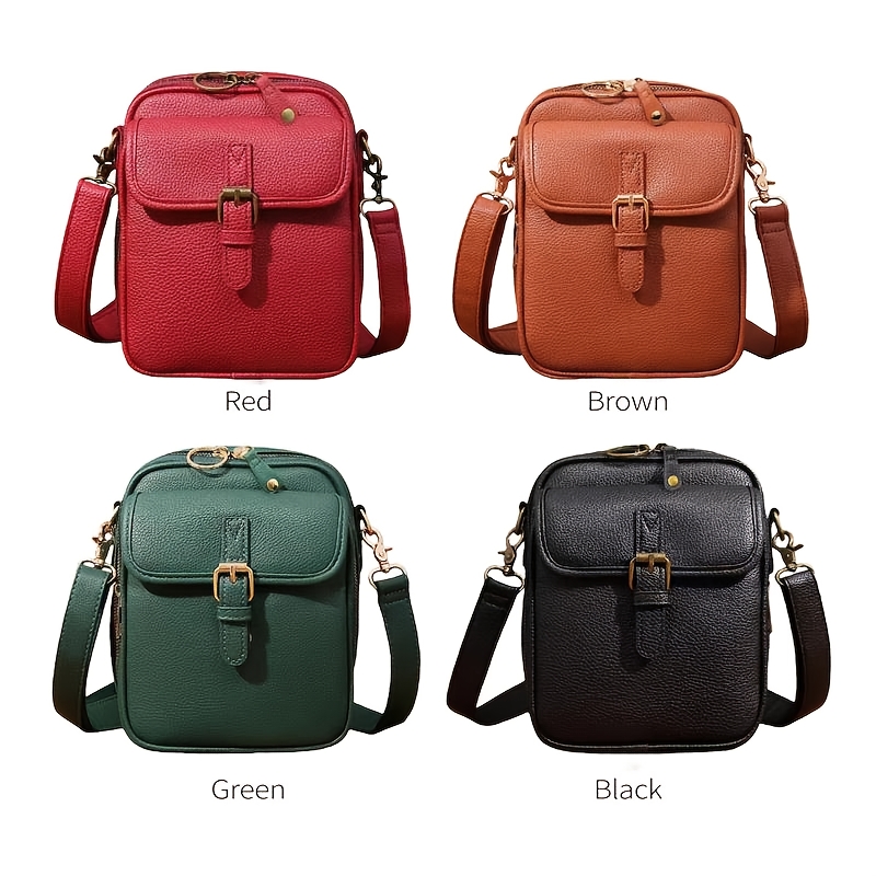 Women's Faux Leather Crossbody Bag, Multifunctional Large Capacity Purse