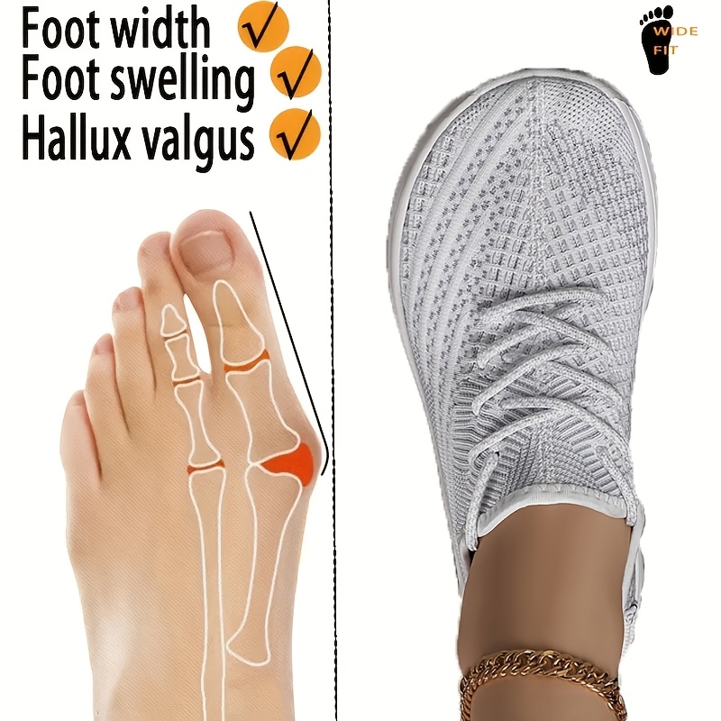 Image of Women's Wide-width Flat Sneakers, Fashionable Lace-up Sneakers, Casual Sneakers Suitable For Wide Feet And , Women Shoes
