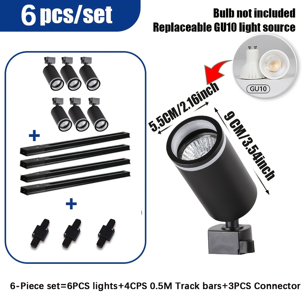 Track Spotlight Pendant Light Gu10 Lamp Holder (excluding Light Bulbs)track Light Ceiling Spotlight Led Single-phase Complete Set 360° Set With Track Strips For Bedroom Study Living Room