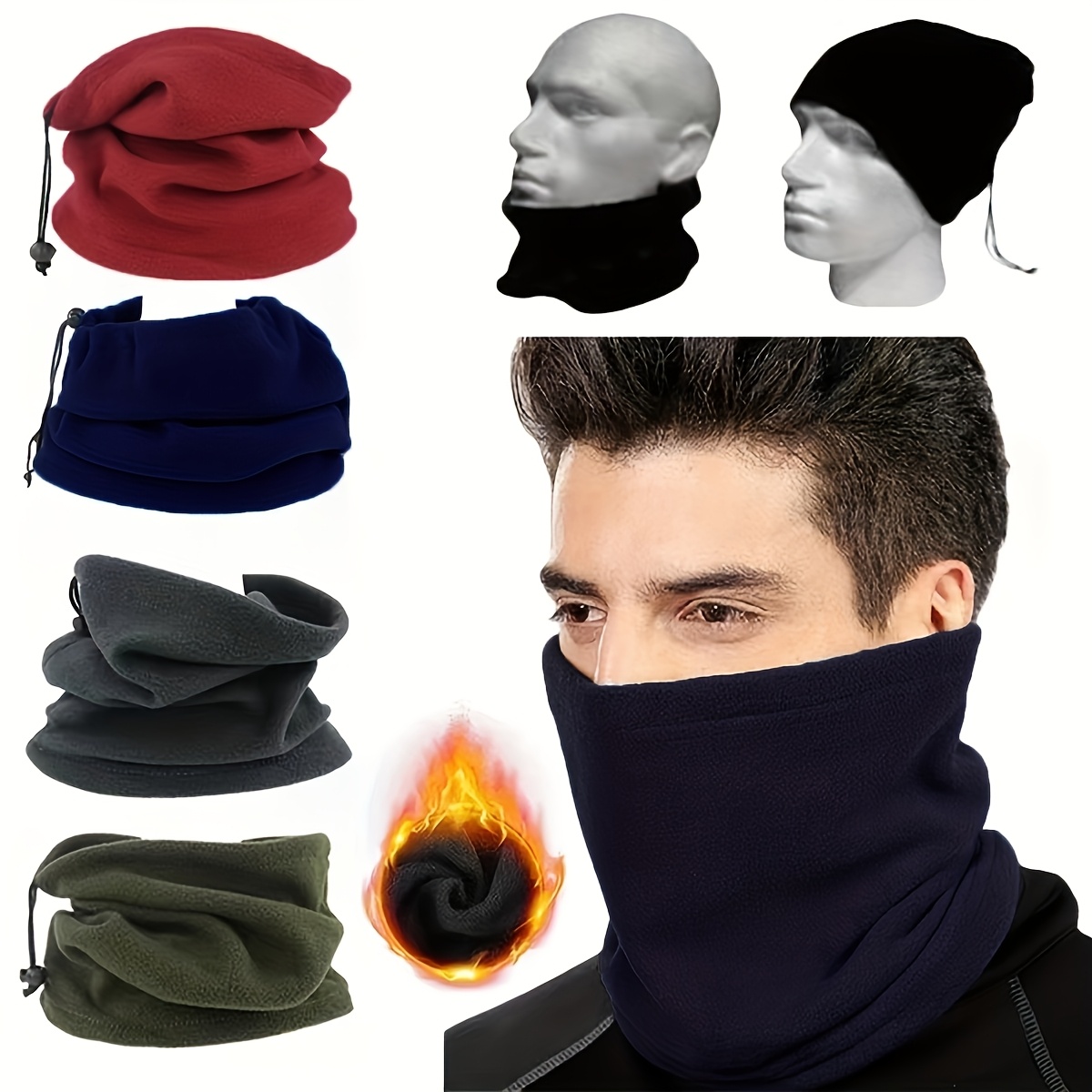 

1pc Vintage Polar Fleece Neck Warmer Tube Scarf, 100% Polyester Woven, Adjustable Drawstring, Multi-use For Fishing, Skating, Running, Camping, Hiking - Ideal Gift