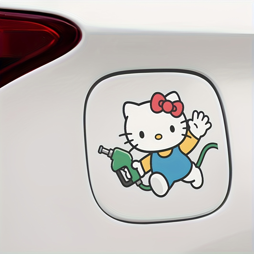 TEMU Cute For Hello Kitty Fueling Car Pvc Sticker Fun And Waterproof Decal That Sticks On Fuel Covers, Phones, Laptops, Or Travel Cases, And Off For