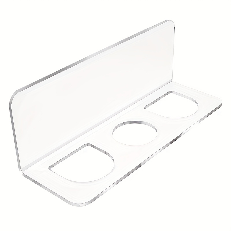 TEMU 1pc 2-hole/3-hole Acrylic Transparent Bathroom Storage Shelf, Wall-mounted Daily Dryer Shelf, No-drill Dresser Storage Shelf, Suitable For