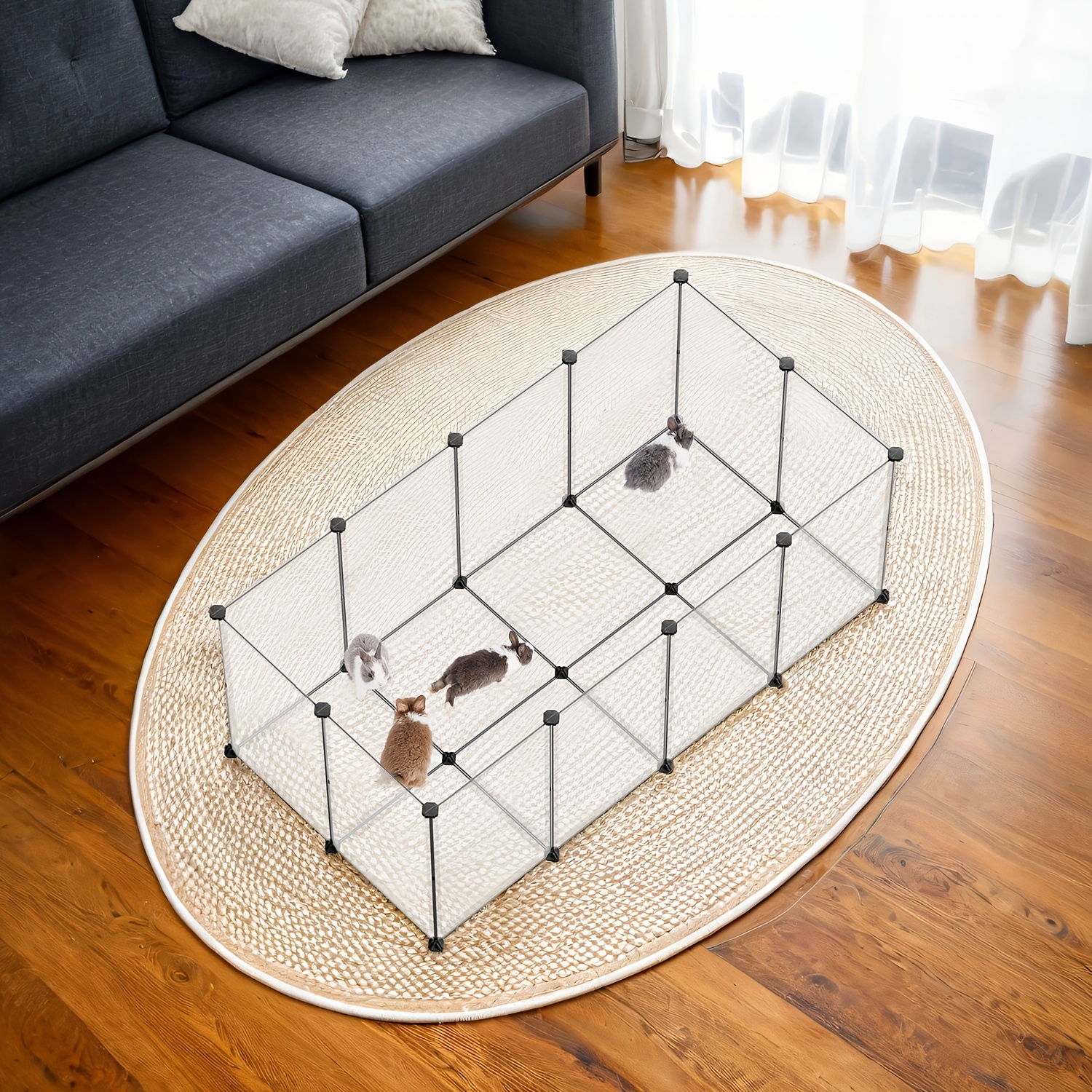 Image of Outdoor Enclosure With Floor Slabs, Playpen, Guinea Pig Enclosure, Made Of Plastic, Enclosure For Hamsters, Rabbits, White