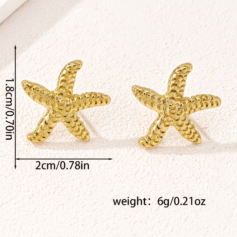 1 Pair Fashion Starfish Earrings, Zinc Alloy Ocean-Inspired Studs, Daily Wear Jewelry Gift