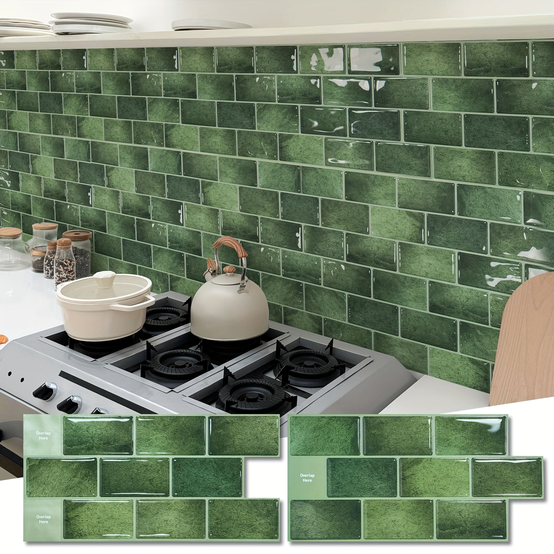 TEMU 20-sheet 5.9"x11.8" Self-adhesive Vinyl Laminated Sheet, Laminate For Wall Decor, Green