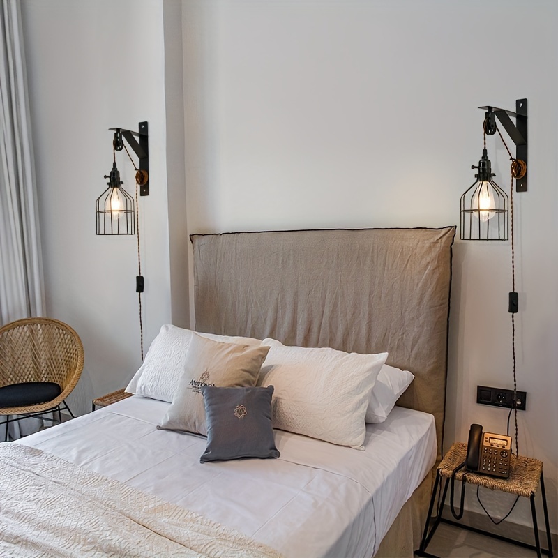 1/2pcs Modern Industrial Wall Sconce Lighting Cage Wall Lamp With Cord  And Plug-* For Living Room, Hallway, Porch Ca