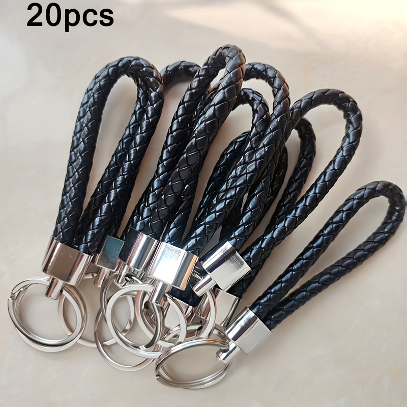 TEMU Gift For Her/him 20 Black Faux Leather Keychains | Braided Faux Leather Twist Key Fobs Halloween Decorations