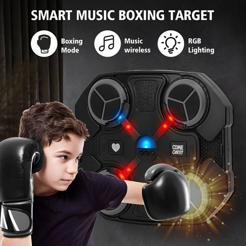 smart music boxing trainer usb charging abs material suitable for agility and fitness training adjustable and multi directional perforation tracking with light training mat suitable for home gym exercise christmas gift