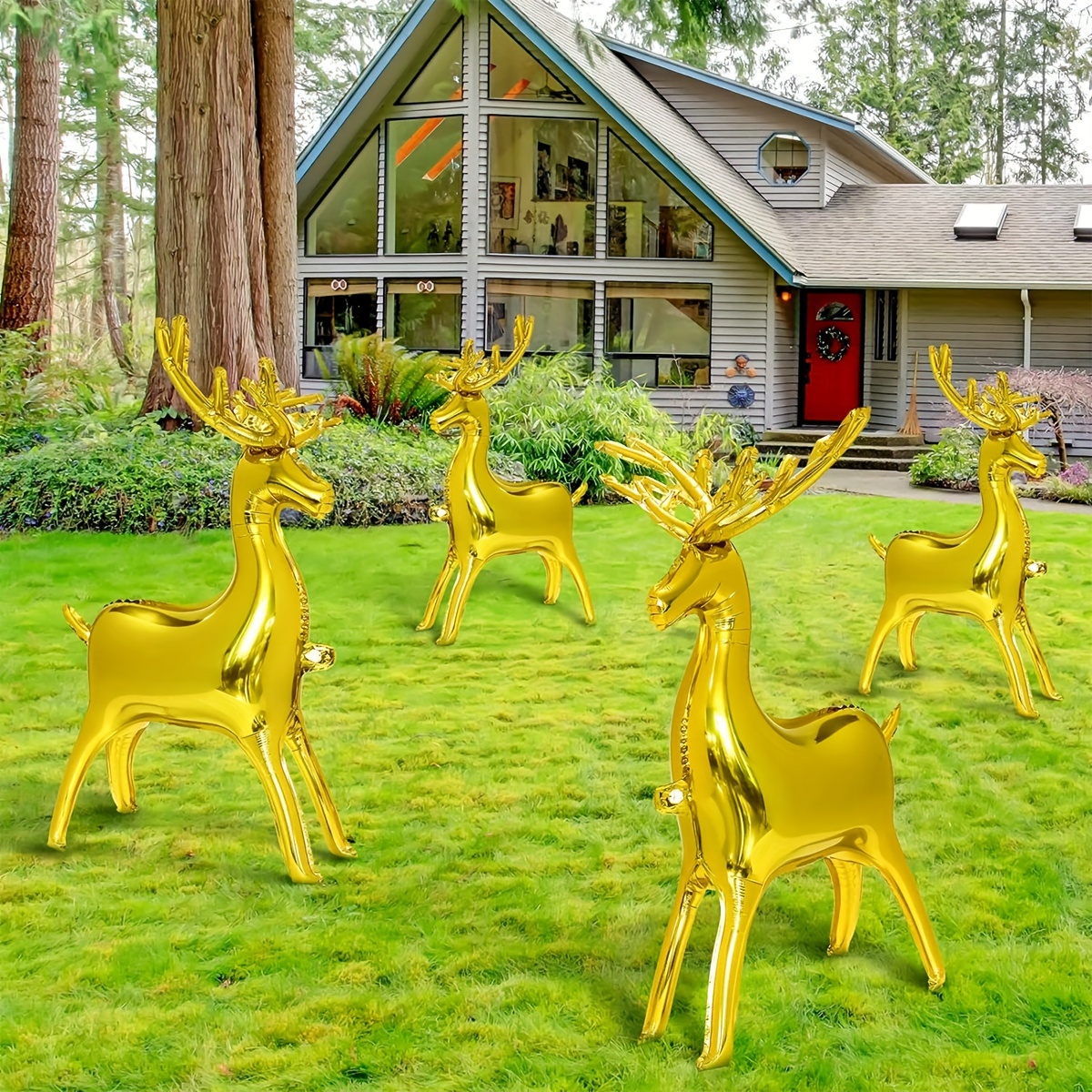 

3pcs New Christmas Standing Golden Elk Balloons, Suitable For Christmas Theme Festivals, Family Christmas Parties, Room Outdoor Yard Decoration Balloons.