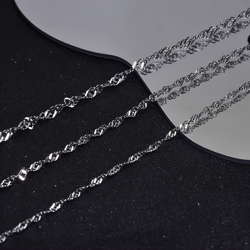 Easy 925 Silver Wavy Necklace, Hip-Hop Style