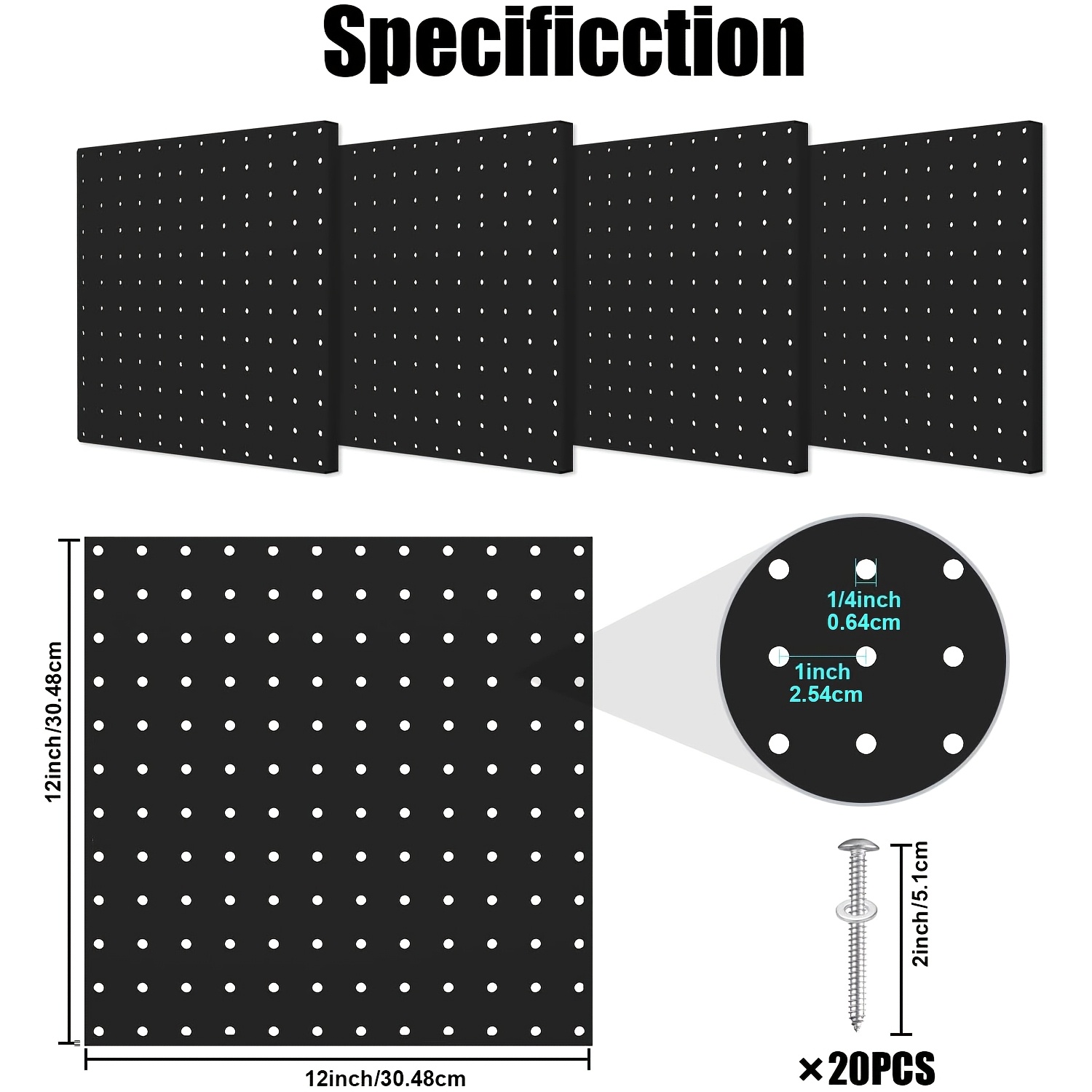 TEMU 4pcs Peg Board, Metal Pegboard, Heavy Duty Pegboard Wall Organizer With Frame. For Walls, Garage, Workbench, Craft Room Tool Organization, Metal