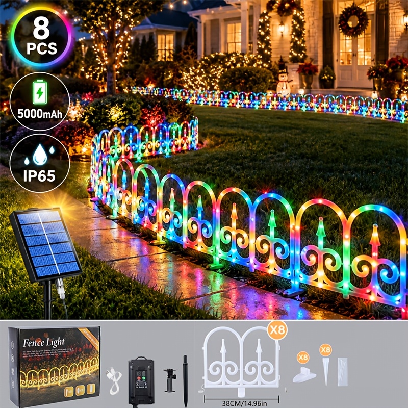 TEMU 8pcs Solar-powered Decorative Light, Garden Light, Ip65 Design, Festive Decorative Light, Christmas Decoration, New Year's Day, Australia Day,