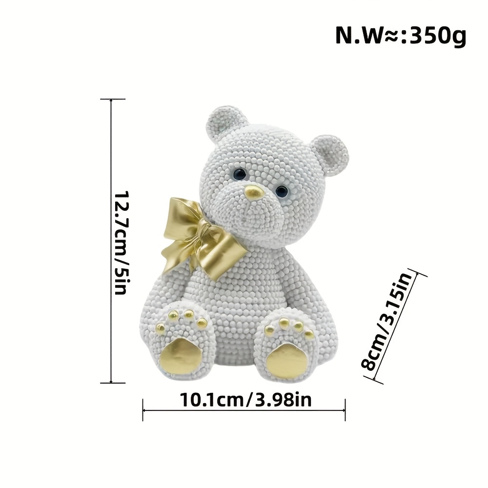 A White Resin Bear Statue In Bohemian Style - A Unique Gift For Valentine's Day Or Mother's Day, Perfect For Adorning Your Home And Office, Suitable For Bookshelves, Living Rooms, Or Desks