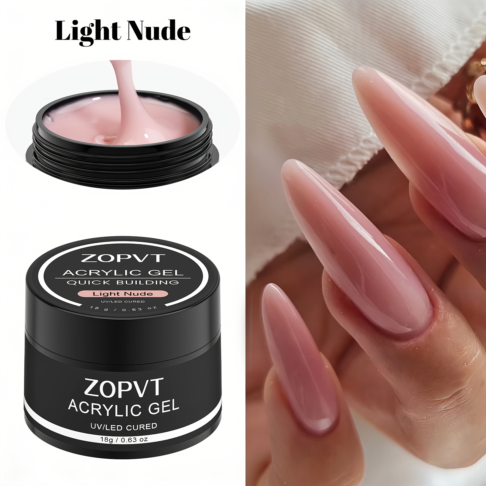 Acrylic Gel For Nail Extension, Quick-build Nail Tips, 6 Colors , 18g, Essential For Diy , Valentine's Day Gift, Holiday Gift