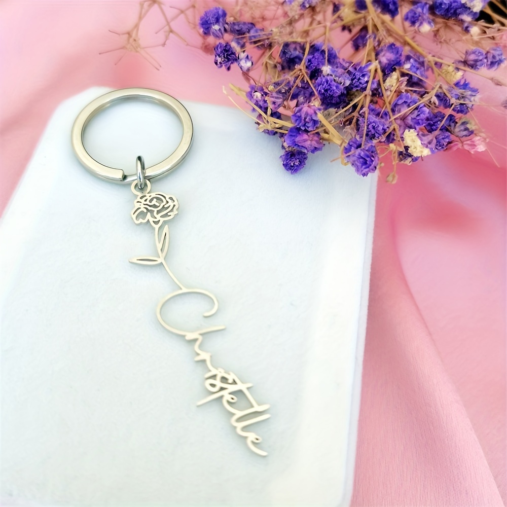 

Customizable Steel Keychain December & Personalized Name - 's Day