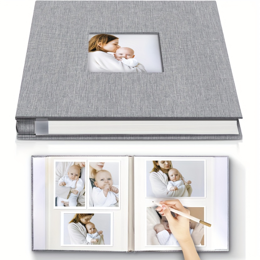 

Popotop Album For 4x6 To 8x10 Pictures, 60-page Diy Scrapbook Design, Linen Cover For Quality, Self-adhesive Picture Display Window For Convenience, Includes A Scraper And Metal Pen