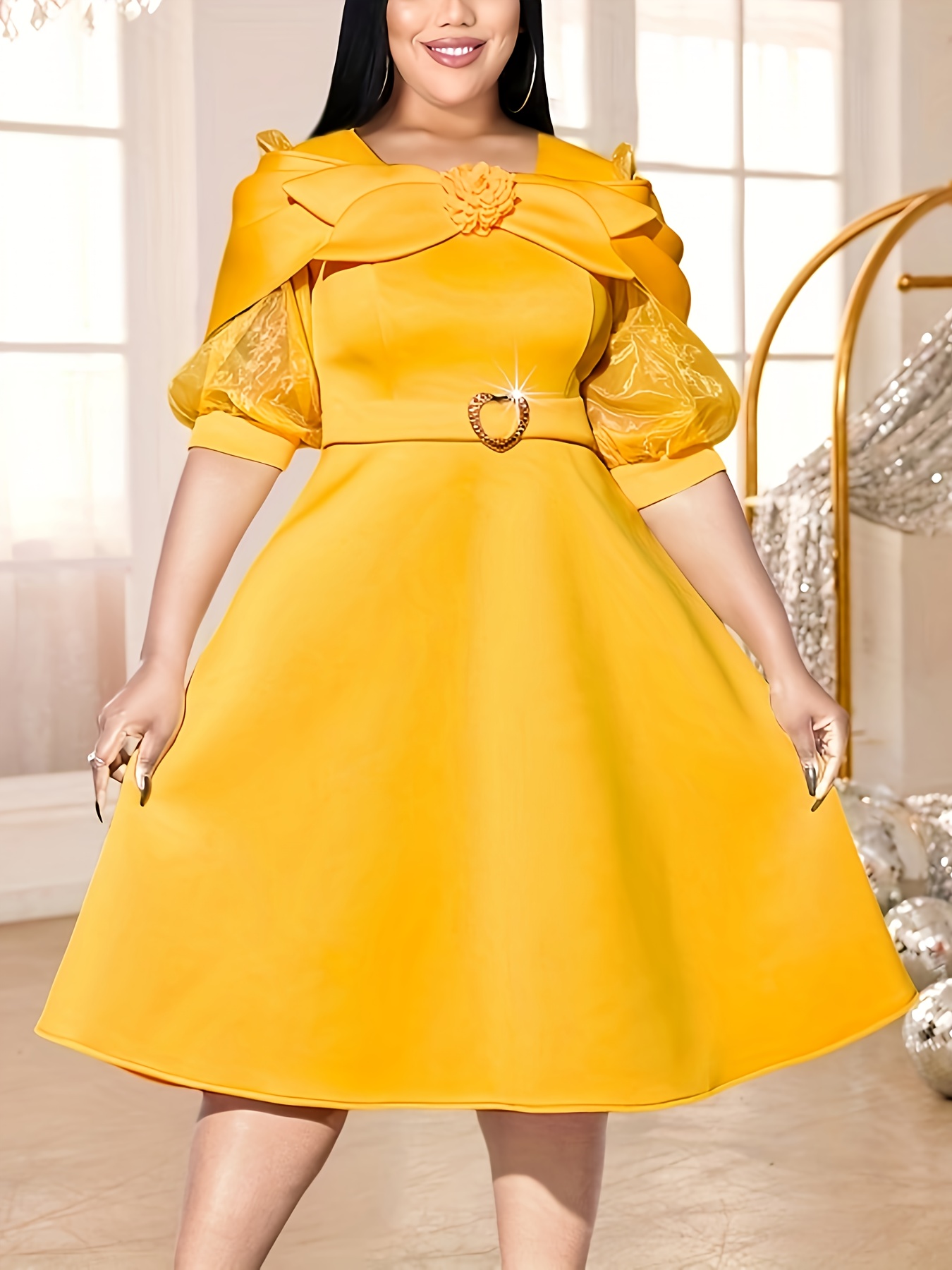 yellow dresses women sold on Temu United States