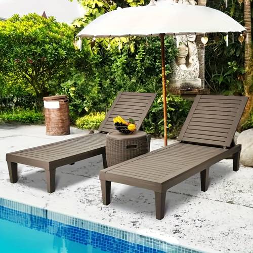 adjustable outdoor lounge chair ergonomic patio lounger with solid backrest easy assembly lightweight design waterproof poolside chaise with 265lbs capacity black