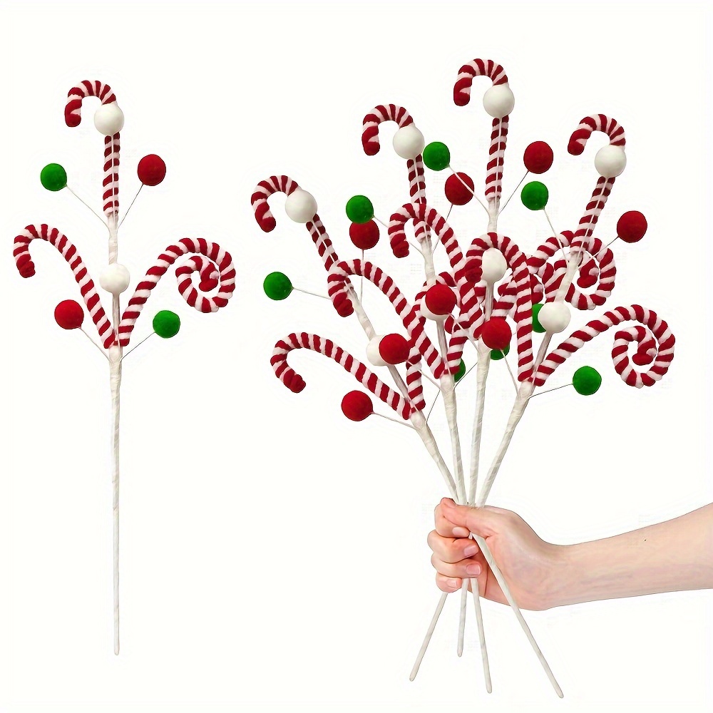 

2-pack Christmas Artificial Candy Cane Branches - Seasonal Decor Vase Fillers, Flower Arrangements, Christmas Tree & Garland Accent, Harvest, , Thanksgiving & Christmas Decorations