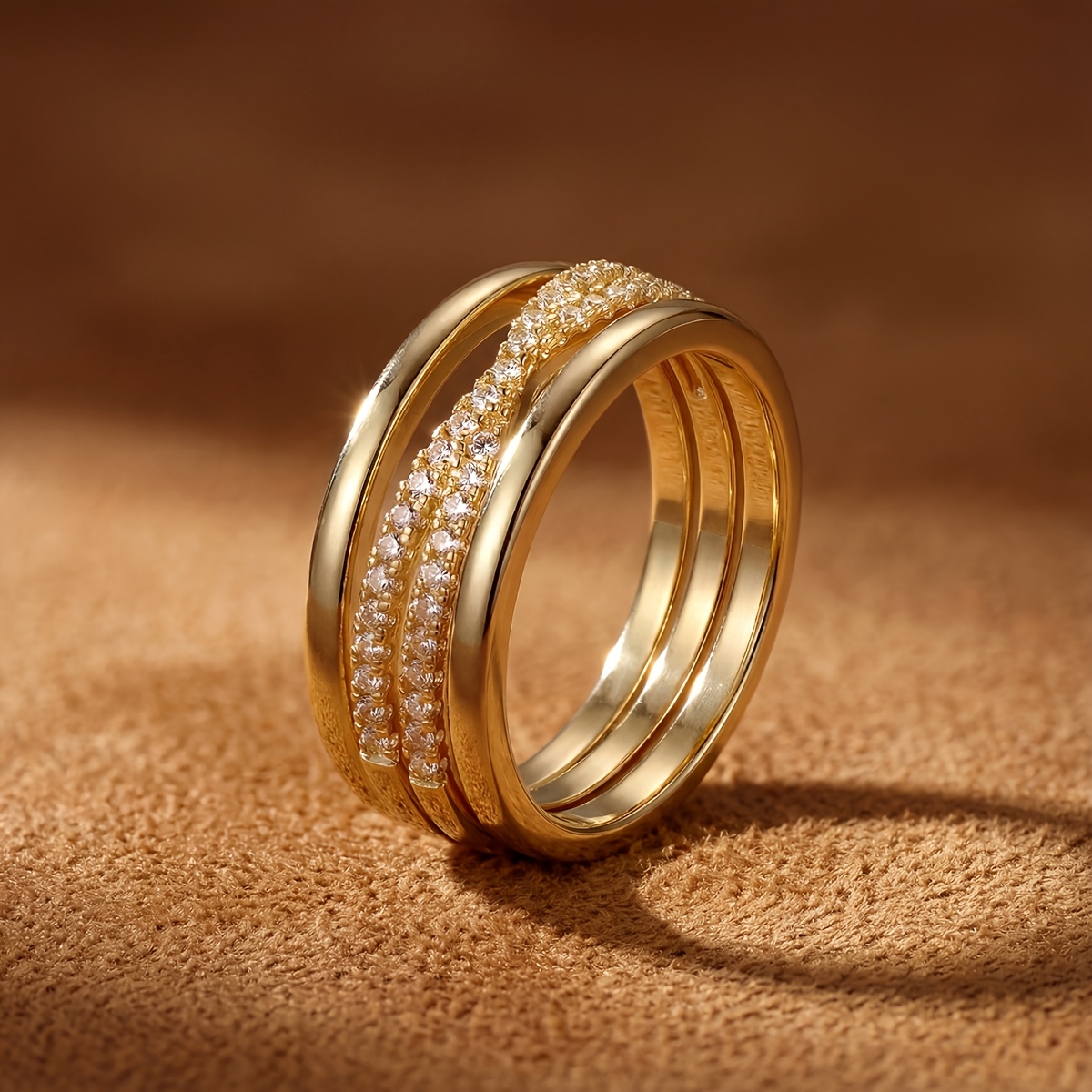 Women's Elegant Crossed Lines Ring, Versatile for Daily Use