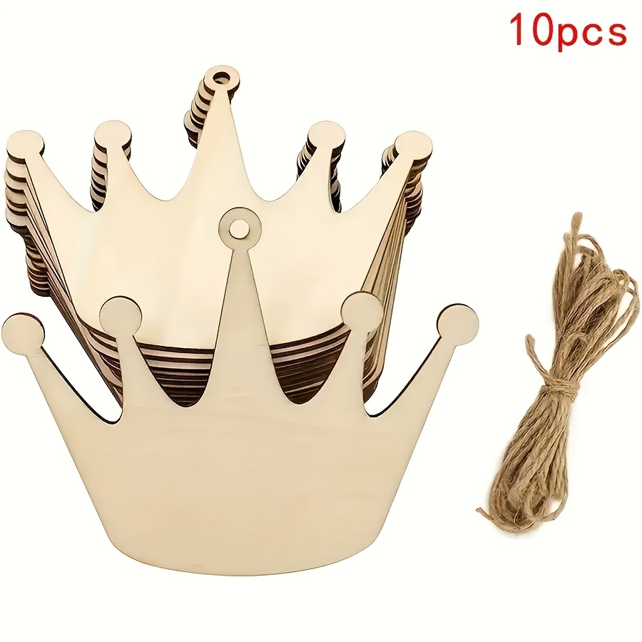 Image of 10pcs Wooden Crown Handicrafts - Perfect For Home Decoration, Festival Gifts, And Party Gifts, Birthday Gifts, New Year's , Valentine's Day Decorations, 's Day, Ramadan Pendants - Hanging Decorations