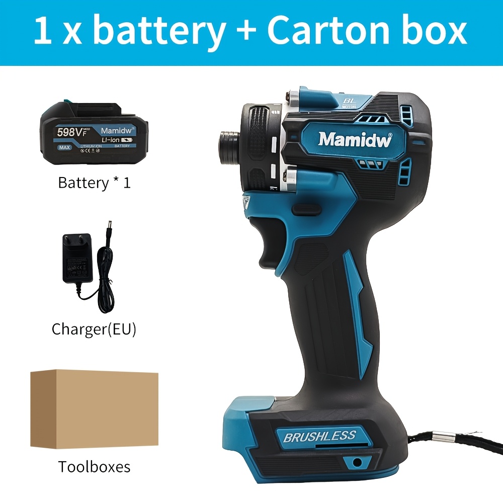 Image of Mamidw Cordless Impact Screwdriver Driver Brushless Electric Screwdriver For Makita 18v Battery, With Mamidw 18v Battery Charger