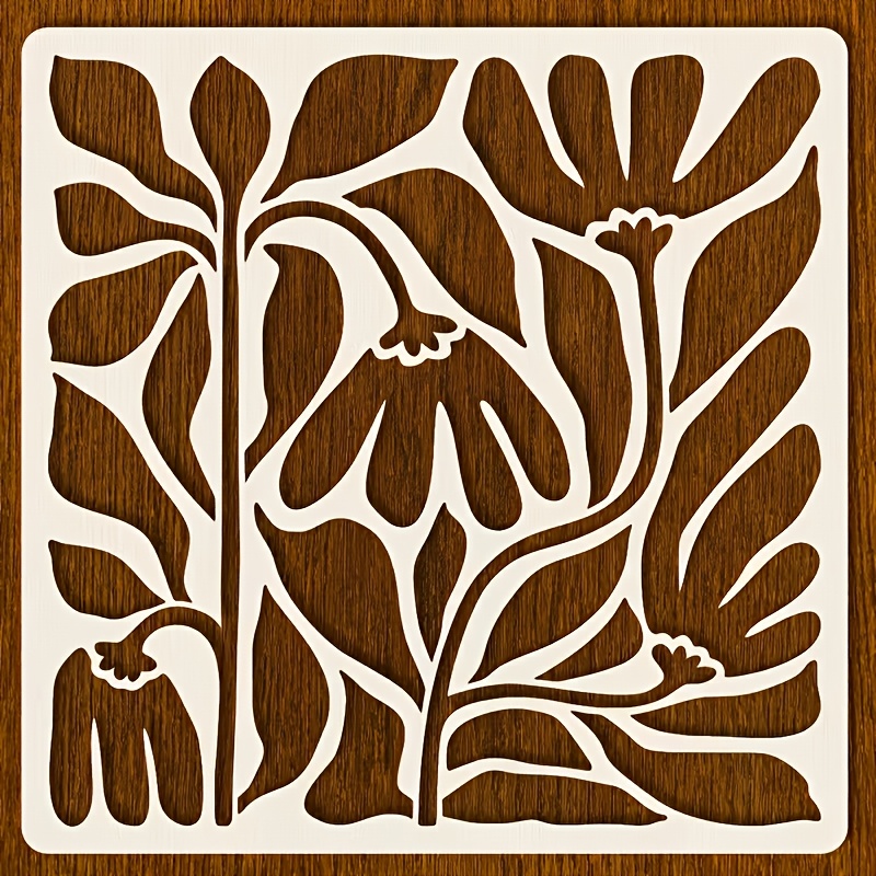 TEMU 1 6*6 Inch Abstract Floral Template, Exquisite And Elegant Plant Hollow Painting Template, Suitable For Party Decoration, , Decals, Handmade,