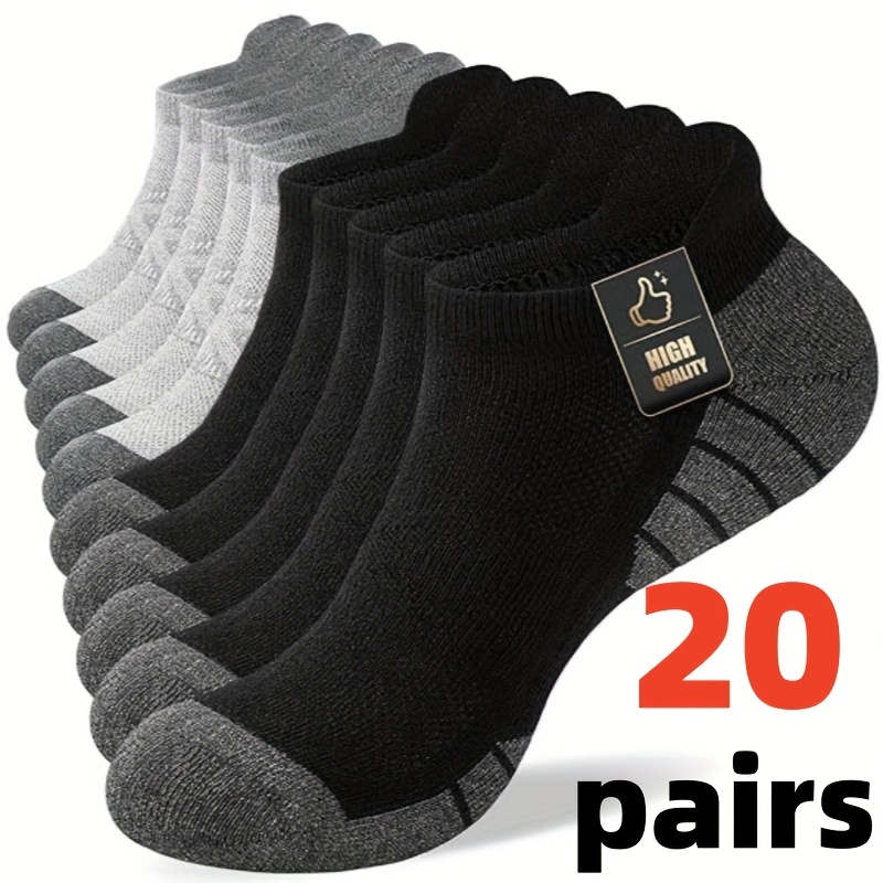 TEMU 20-pair Men's Sports Socks, Random Color Socks, Breathable And Sweat-absorbent For , Business Socks, Men's Crew Socks, Outdoor Casual Sports