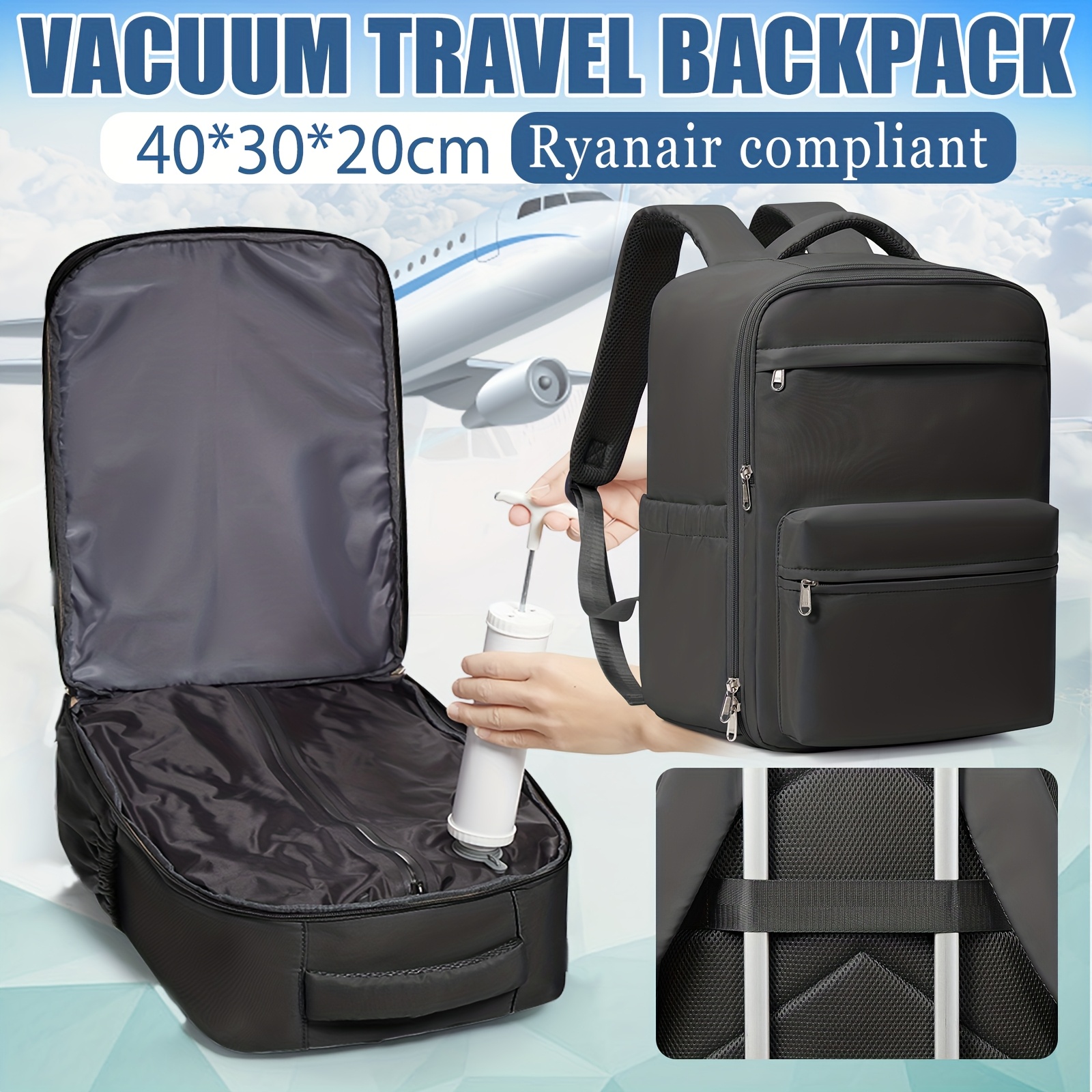 TEMU Multifunctional Travel Vacuum Backpack,travel Backpack 40x20x30cm,cabin Backpack For Ryanair,vacuum Backpack/boarding Backpack/aviation
