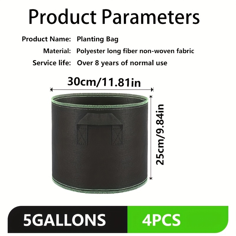 TEMU Sac de plantation en tissu non tissé, sac de de plantes, plateau à semis en tissu non tissé épaissi et sac de jardinage pour plantes, sac de
