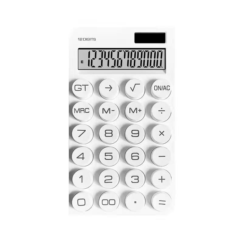 TEMU Minimalist Style Ultra-thin Electronic Calculator, 12-digit Clear Lcd Display, Solar , Study Home Universal, Precise , Anti-slip Keypad